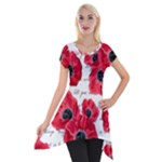 love poppies Short Sleeve Side Drop Tunic