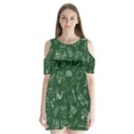 back to school doodles Shoulder Cutout Velvet One Piece