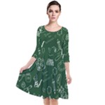 back to school doodles Quarter Sleeve Waist Band Dress