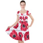 love poppies Cap Sleeve Midi Dress