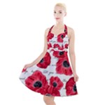 love poppies Halter Party Swing Dress 