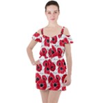 love poppies Ruffle Cut Out Chiffon Playsuit