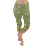 Meadow with Flowers and critters Lightweight Velour Capri Yoga Leggings