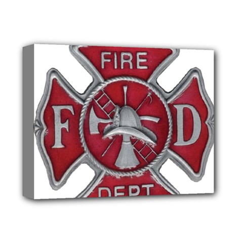 Red Fire Department Cross Deluxe Canvas 14  x 11  (Stretched) from ArtsNow.com