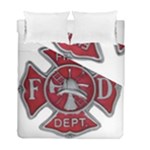 Red Fire Department Cross Duvet Cover Double Side (Full/ Double Size)
