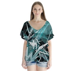 V-Neck Flutter Sleeve Top 