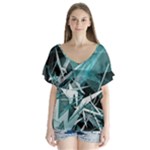Design Art (design 23) V-Neck Flutter Sleeve Top
