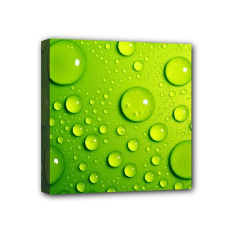 Green Water Drops Mini Canvas 4  x 4  (Stretched) from ArtsNow.com