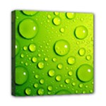 Green Water Drops Mini Canvas 8  x 8  (Stretched)