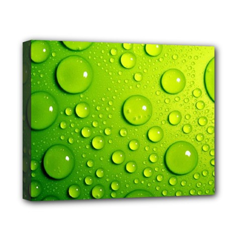 Green Water Drops Canvas 10  x 8  (Stretched) from ArtsNow.com
