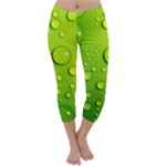 Green Water Drops Capri Winter Leggings 