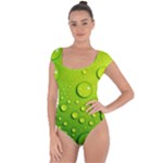 Green Water Drops Short Sleeve Leotard 