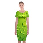 Green Water Drops Classic Short Sleeve Midi Dress