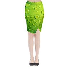 Green Water Drops Midi Wrap Pencil Skirt from ArtsNow.com
