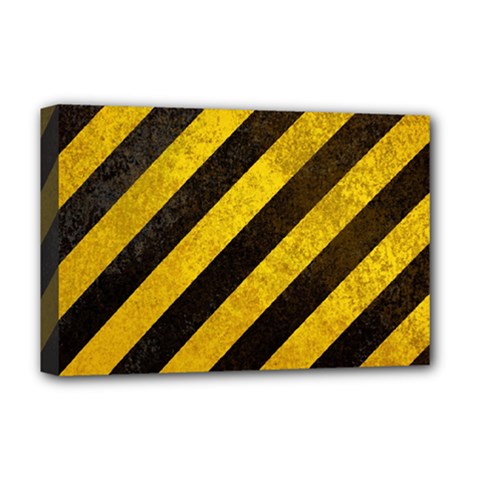 Black And Yellow Caution Deluxe Canvas 18  x 12  (Stretched) from ArtsNow.com