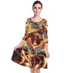 Quarter Sleeve Waist Band Dress 