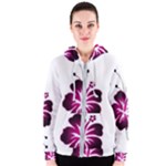 Pink Hawaiian Flower Women s Zipper Hoodie