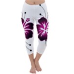Pink Hawaiian Flower Capri Winter Leggings 