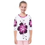 Pink Hawaiian Flower Kids  Quarter Sleeve Raglan Tee