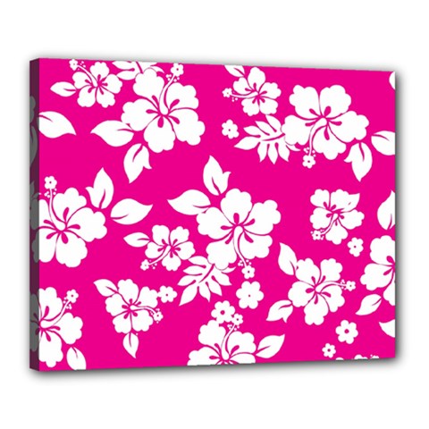 Pink Hawaiian Flowers Canvas 20  x 16  (Stretched) from ArtsNow.com