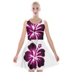 Pink Hawaiian Flower Velvet Skater Dress