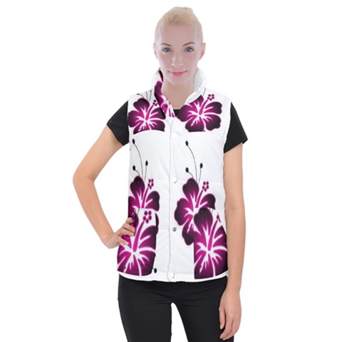 Pink Hawaiian Flower Women s Button Up Vest from ArtsNow.com