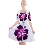 Pink Hawaiian Flower Quarter Sleeve A-Line Dress