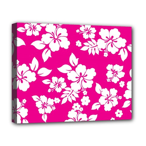 Pink Hawaiian Flowers Deluxe Canvas 20  x 16  (Stretched) from ArtsNow.com