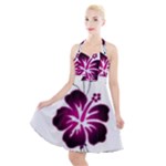 Pink Hawaiian Flower Halter Party Swing Dress 