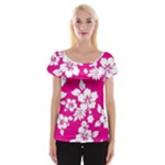 Pink Hawaiian Flowers Cap Sleeve Top