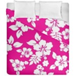 Pink Hawaiian Flowers Duvet Cover Double Side (California King Size)
