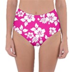 Pink Hawaiian Flowers Reversible High-Waist Bikini Bottoms