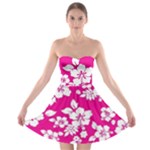 Pink Hawaiian Flowers Strapless Bra Top Dress