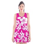 Pink Hawaiian Flowers Scoop Neck Skater Dress
