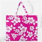Pink Hawaiian Flowers Zipper Large Tote Bag
