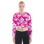 Pink Hawaiian Flowers Cropped Sweatshirt