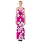 Pink Hawaiian Flowers Maxi Thigh Split Dress
