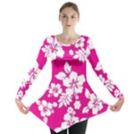 Pink Hawaiian Flowers Long Sleeve Tunic 