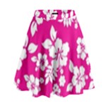 Pink Hawaiian Flowers High Waist Skirt