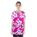 Pink Hawaiian Flowers Skirt Hem Sports Top