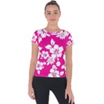 Pink Hawaiian Flowers Short Sleeve Sports Top 