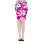 Pink Hawaiian Flowers Midi Wrap Pencil Skirt