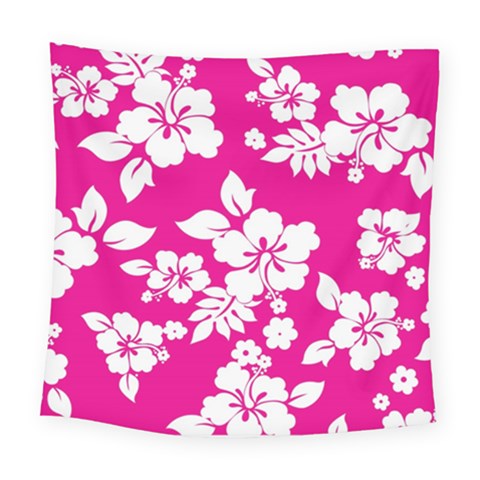 Pink Hawaiian Flowers Square Tapestry (Large) from ArtsNow.com