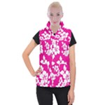 Pink Hawaiian Flowers Women s Button Up Vest