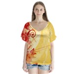 Design Art (design 6) V-Neck Flutter Sleeve Top