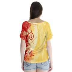 V-Neck Flutter Sleeve Top 