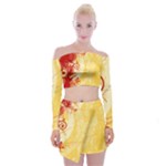 Design Art (design 6) Off Shoulder Top with Mini Skirt Set