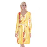 Design Art (design 6) Long Sleeve Velvet Front Wrap Dress