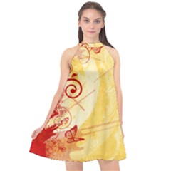 Halter Neckline Chiffon Dress  