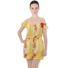 Ruffle Cut Out Chiffon Playsuit 